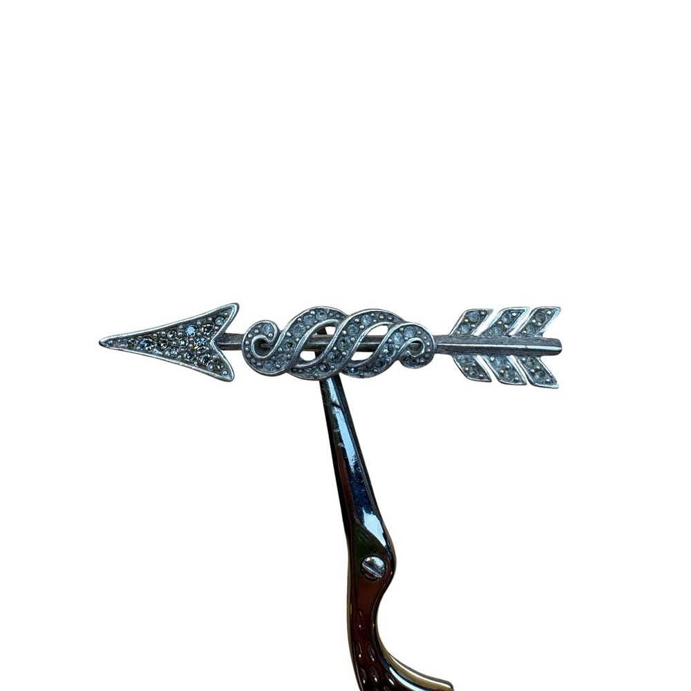 Vintage Anne Klein Arrow Pin Brooch Silver Tone Marcasite Style Infinity-Twist - Picture 4 of 6